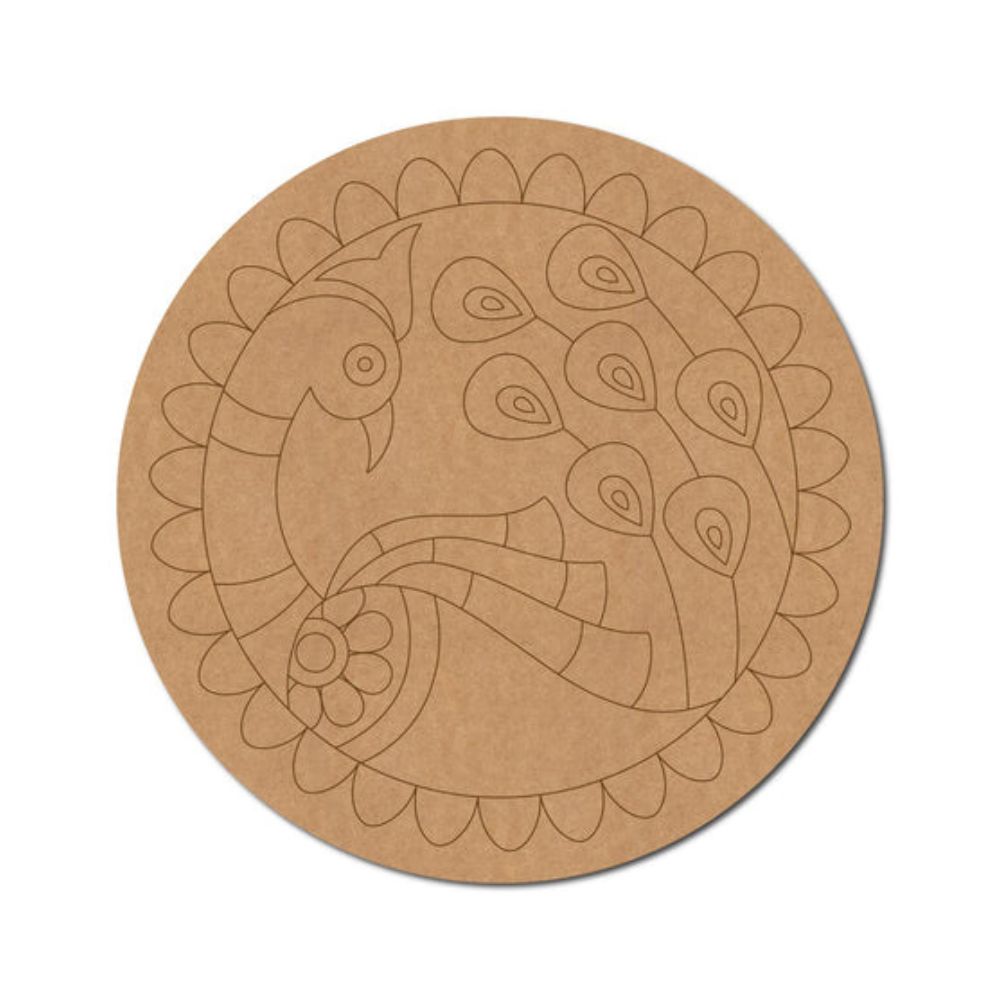 24.Madhubani-Peacock-Pre-Marked-Round-MDF-Design