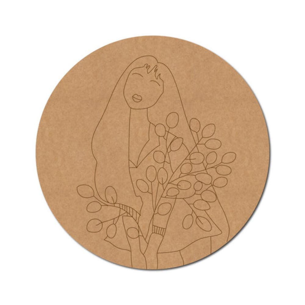 51.Girl-With-Leaves-Pre-Marked-Round-MDF-Design
