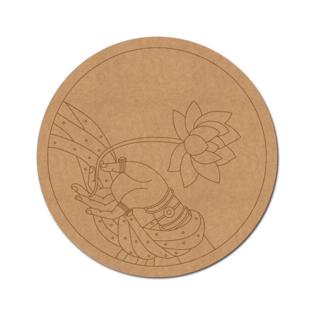 50.Hand-Lotus-Madhubani-Pre-Marked-Round-MDF-Design