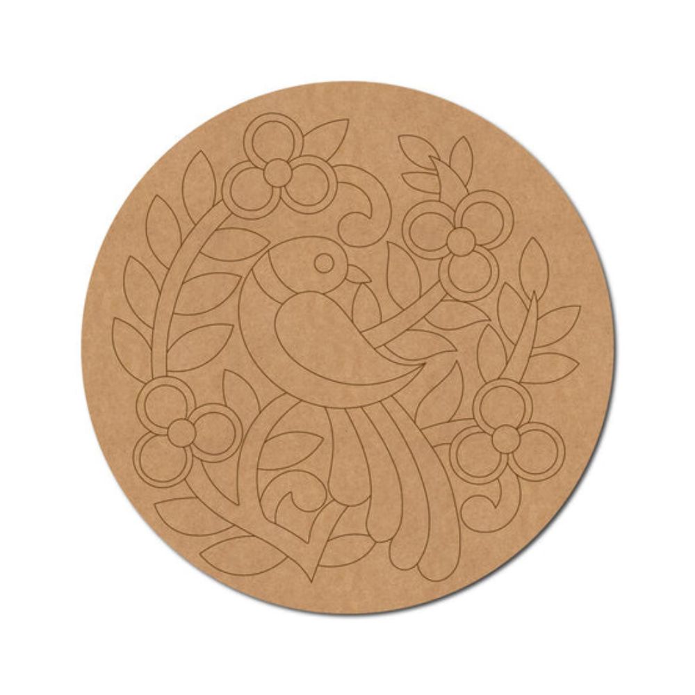 26.Madhubani-Peacock-Pre-Marked-Round-MDF-Design