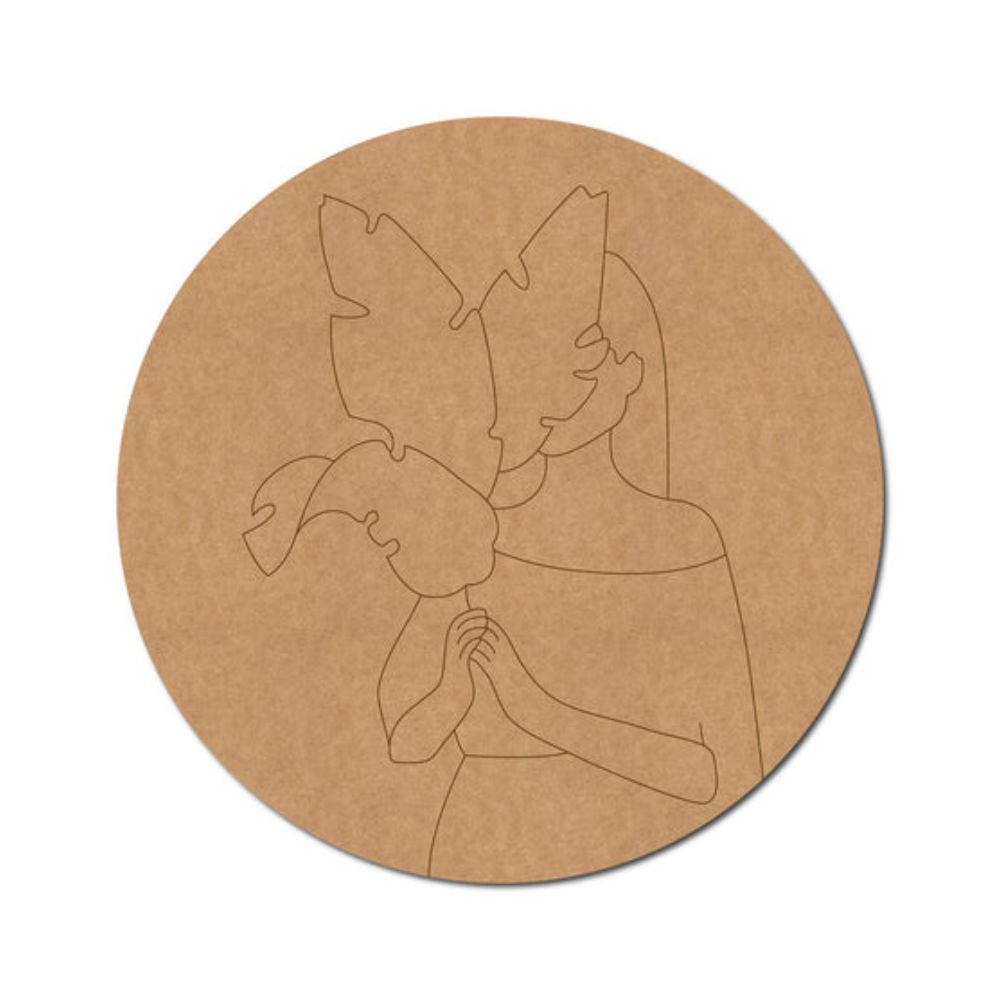 54.Girl-With-Leaves-Pre-Marked-Round-MDF-Design