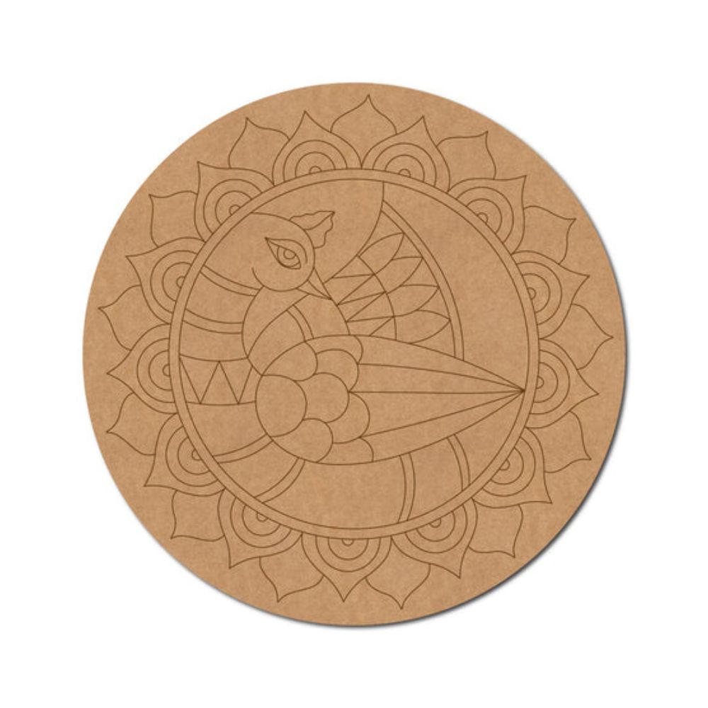 28.Madhubani-Peacock-Pre-Marked-Round-MDF-Design