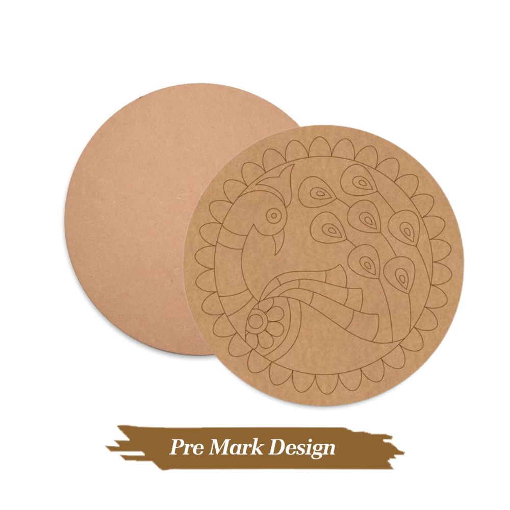 24.Madhubani-Peacock-Pre-Marked-Round-MDF-Design
