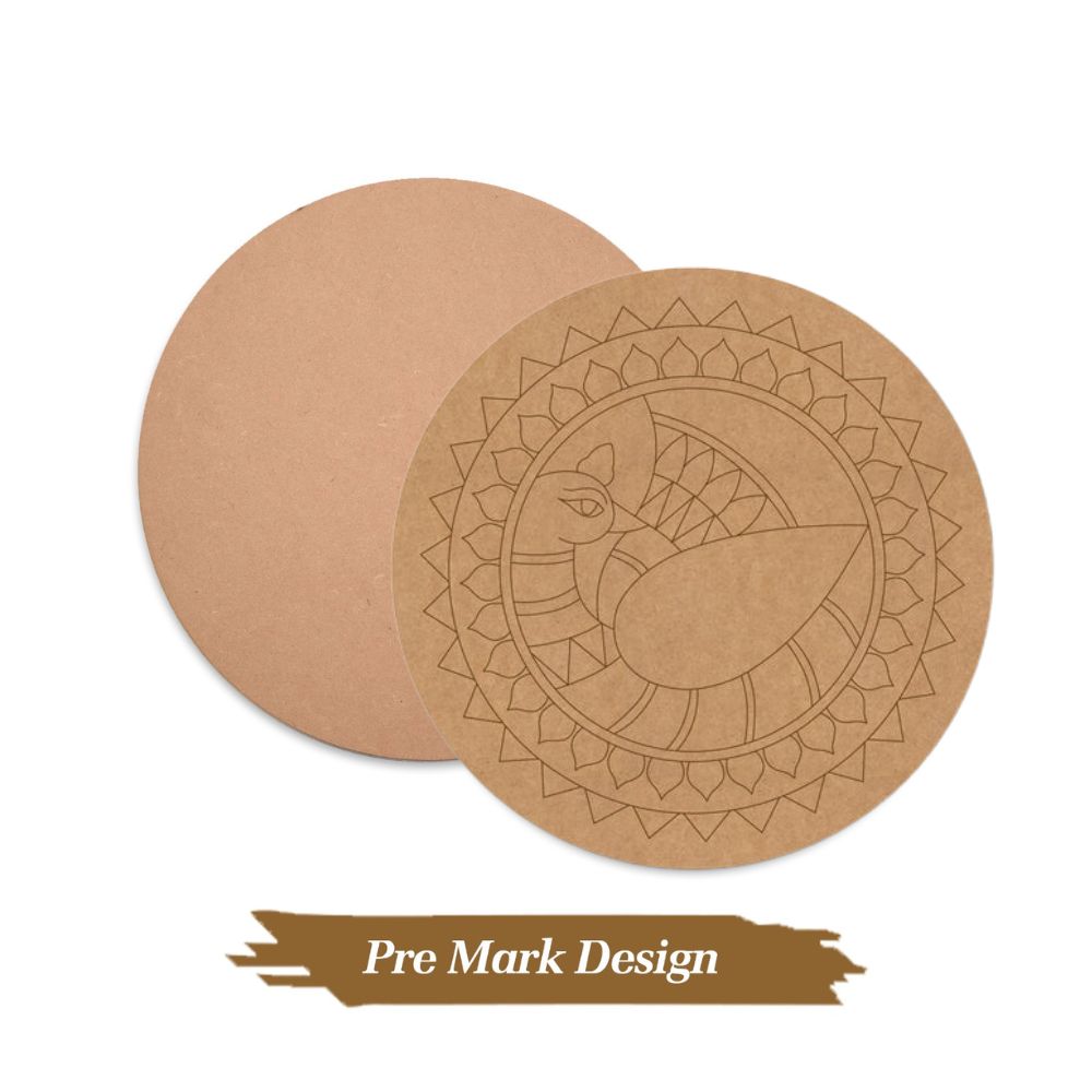 22.Madhubani-Peacock-Pre-Marked-Round-MDF-Design