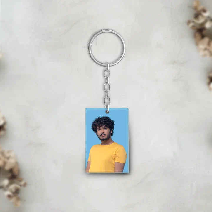 Acrylic Personalized Photo Potrait Shape Keychain (Front & Back)
