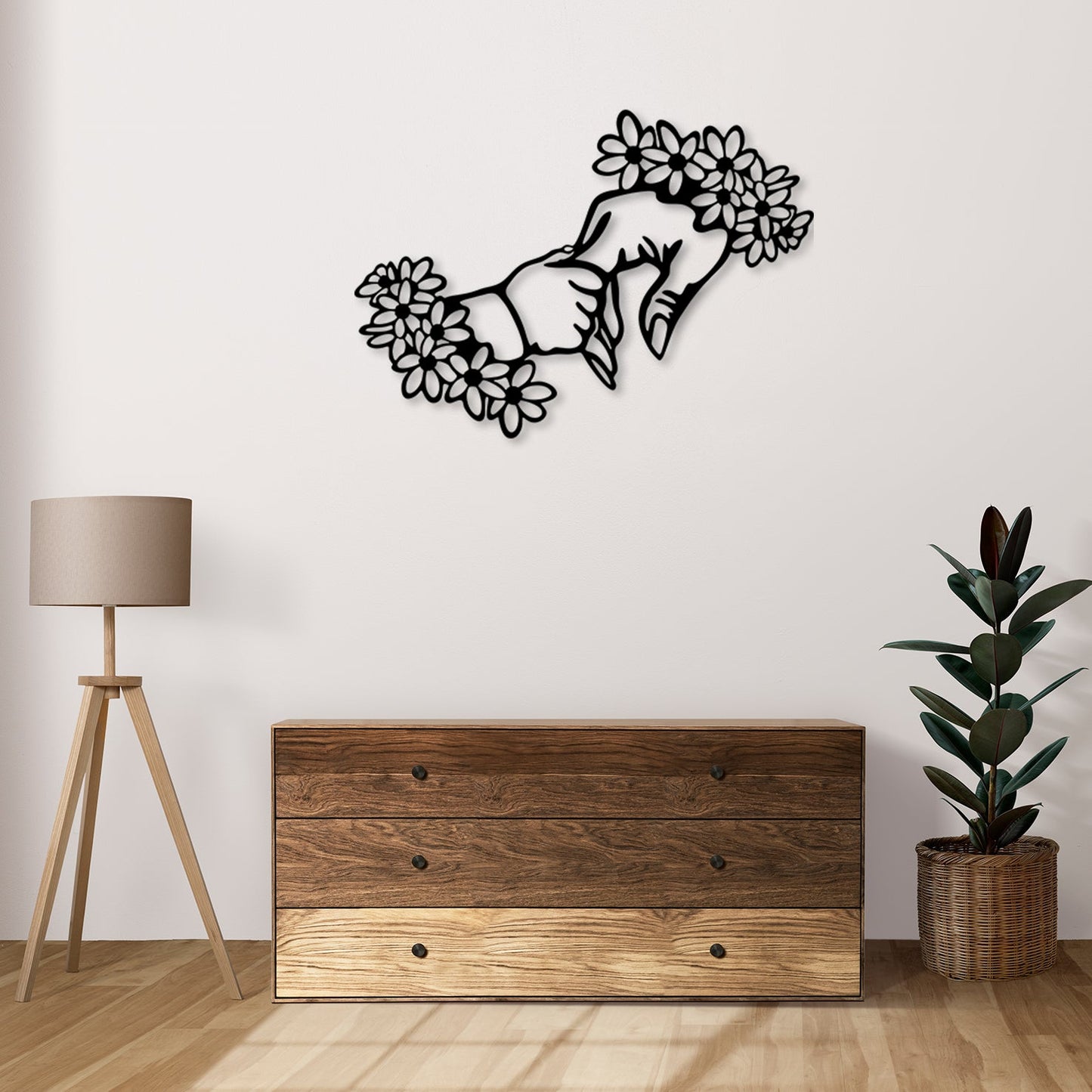 Baby And Mother Hands Flower Wall Art