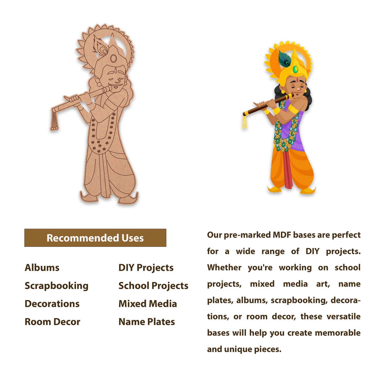 06 Shree Krishna Playing Flute Pre-Marked Cutout