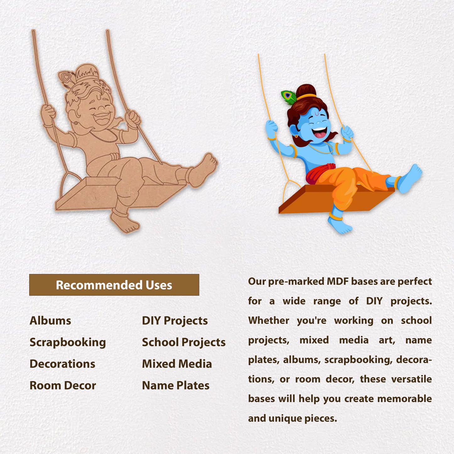 16 Lord Krishna Swinging Pre-Marked Cutout