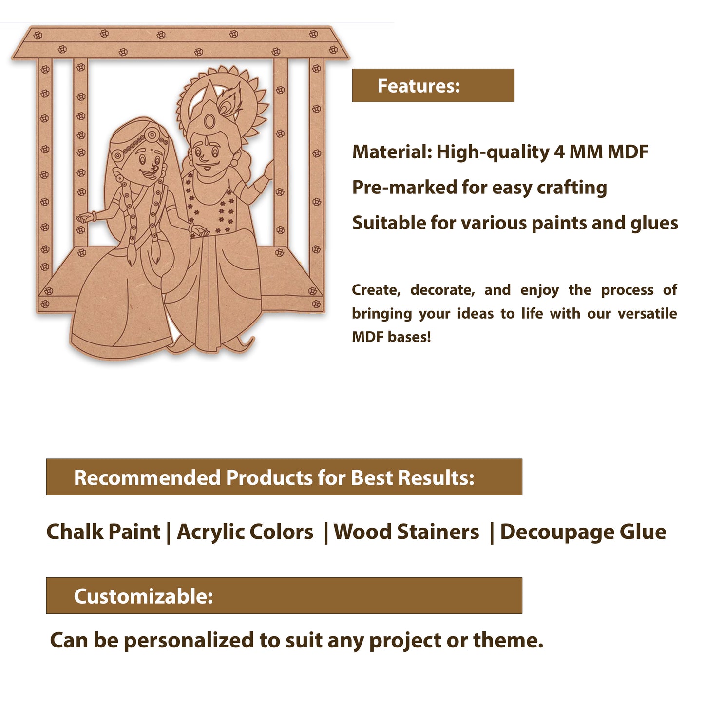 05 Shree Krishna And Radha Sitting On Swing Pre-Marked Cutout
