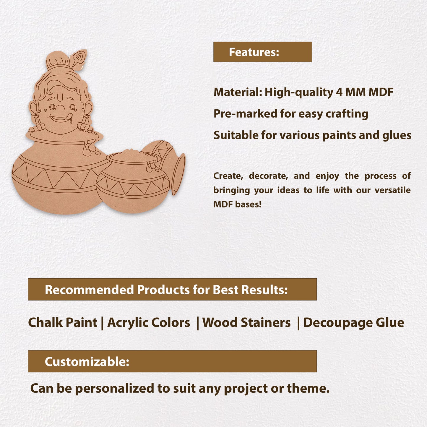 15 Krishna Eating Butter Pre-Marked Cutout