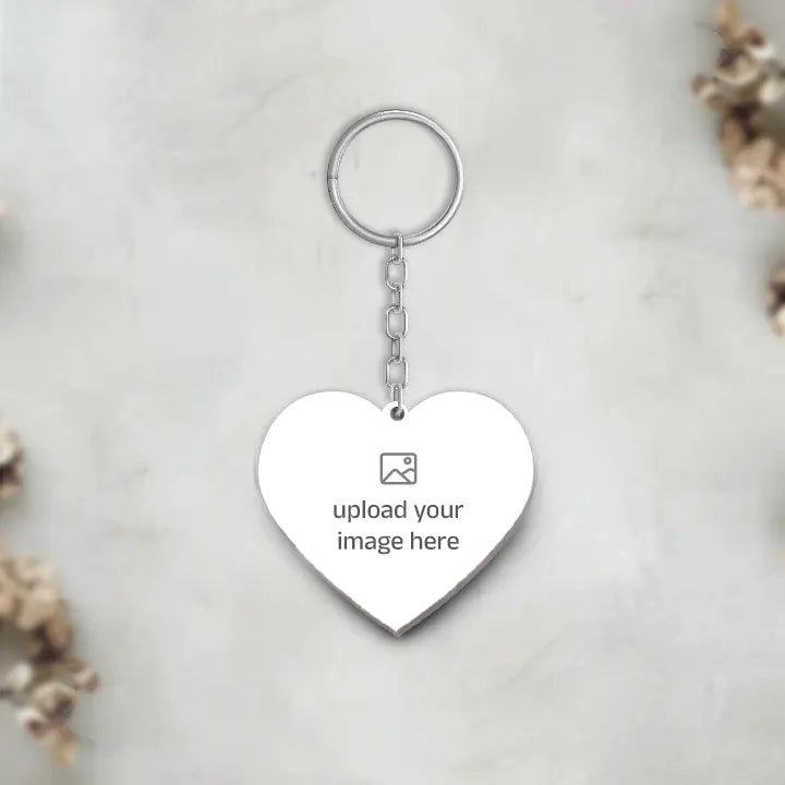 Acrylic Personalized Photo Heart Shape Keychain (Front & Back)