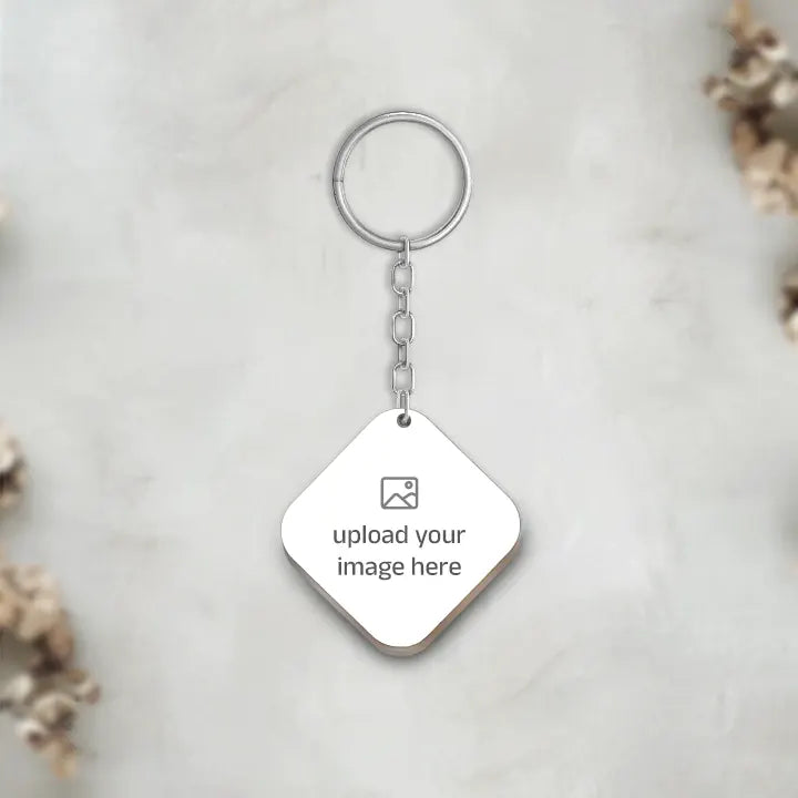 Acrylic Personalized Photo Round Square Shape Keychain (Front & Back)