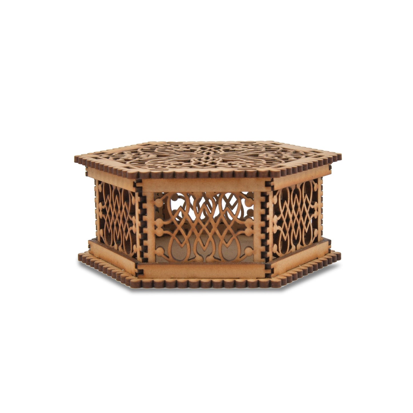 Hexagon-Shaped Multi-Utility Wooden Box