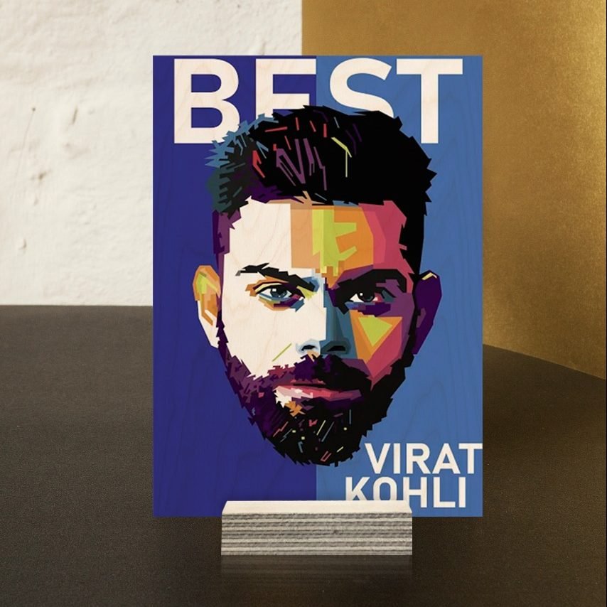 Virat Kohli WPAP Wood Print