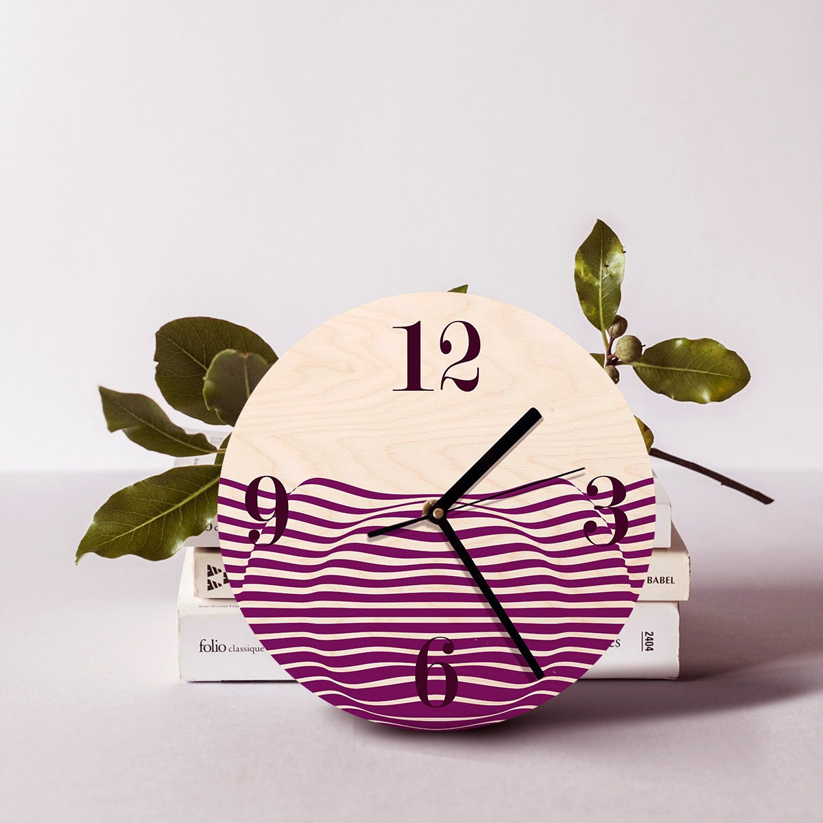 Wood Based Geometric Illusion Pink Wall Clock