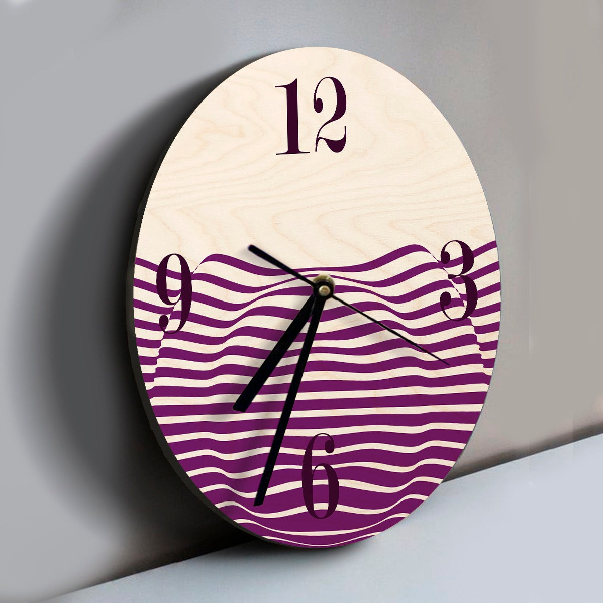 Wood Based Geometric Illusion Pink Wall Clock