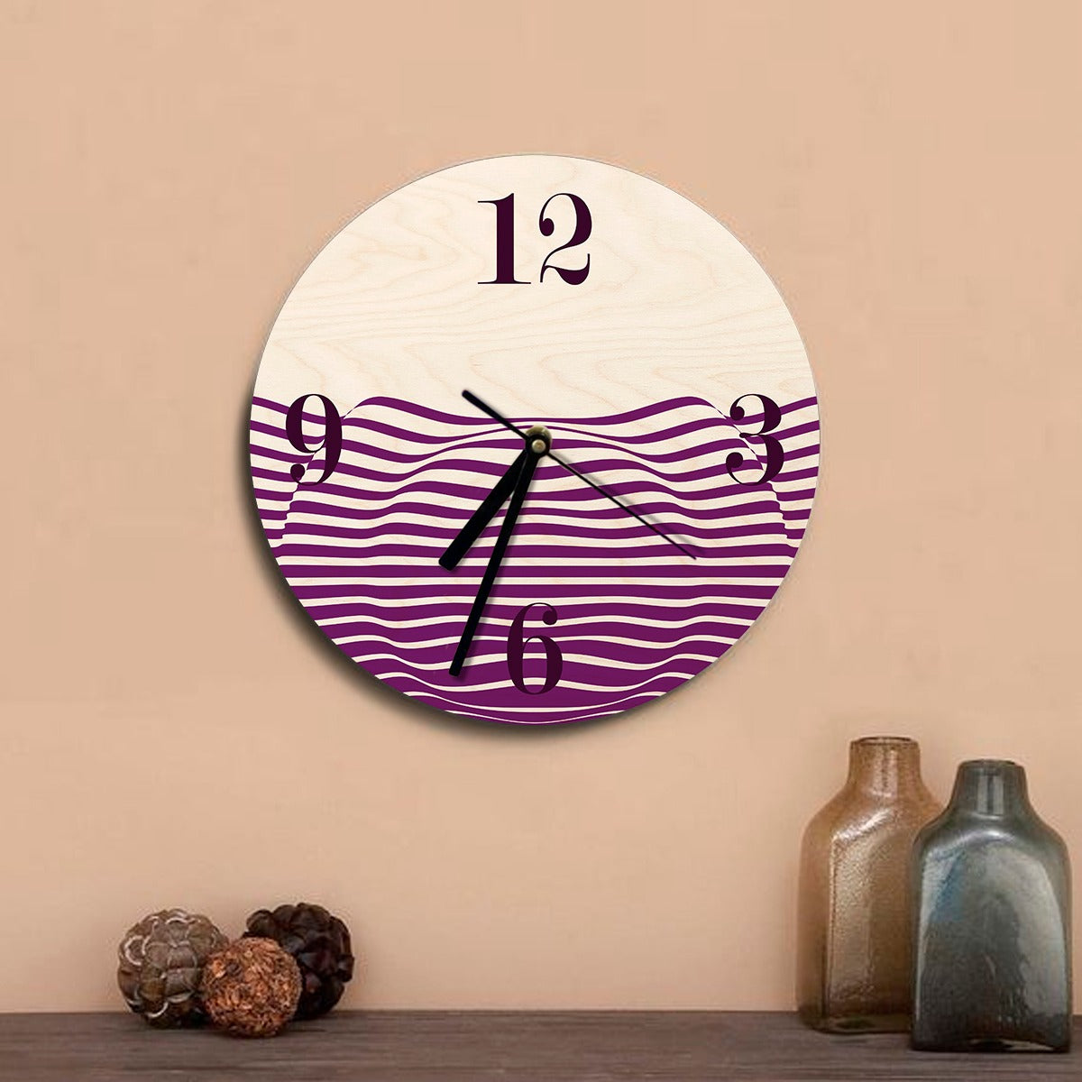 Wood Based Geometric Illusion Pink Wall Clock