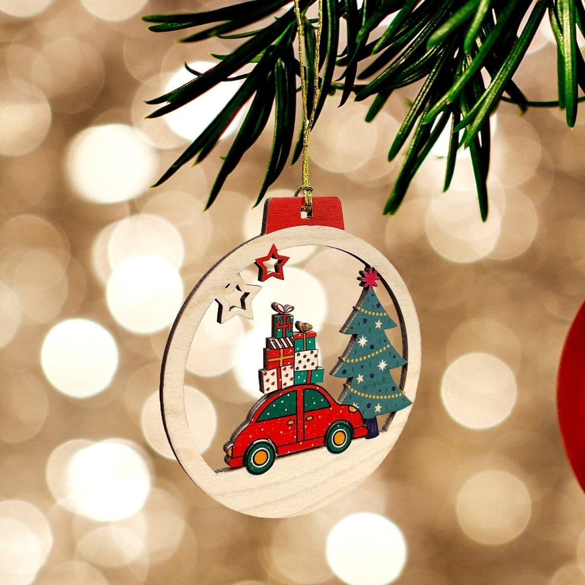 Wooden Christmas Ornaments - Set of 3