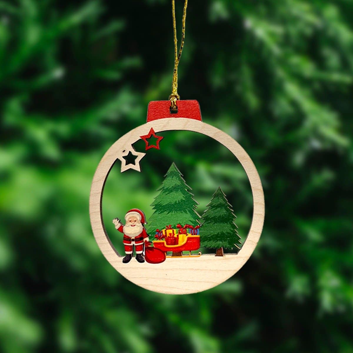 Wooden Christmas Ornaments - Set of 3