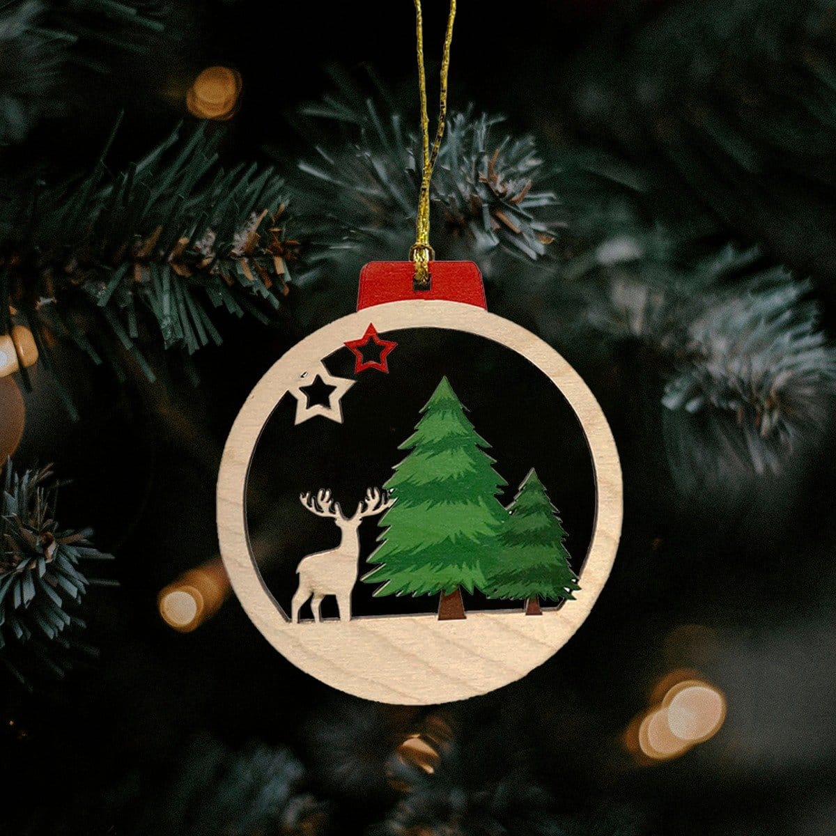 Wooden Christmas Ornaments - Set of 3