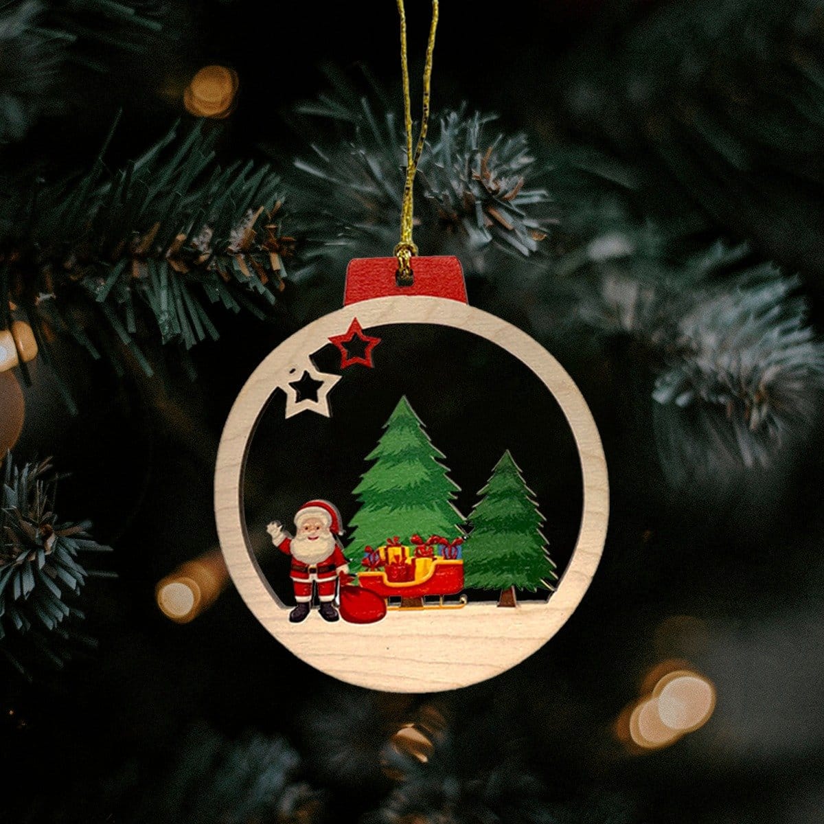 Wooden Christmas Ornaments - Set of 3