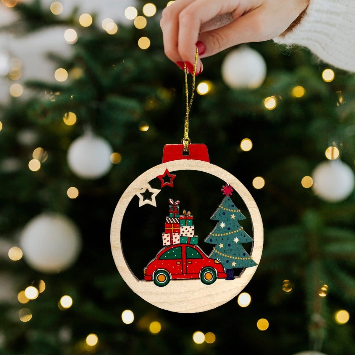 Wooden Christmas Ornaments - Set of 3