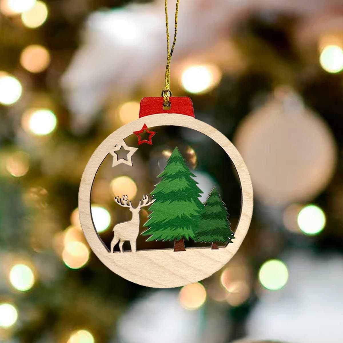 Wooden Christmas Ornaments - Set of 3