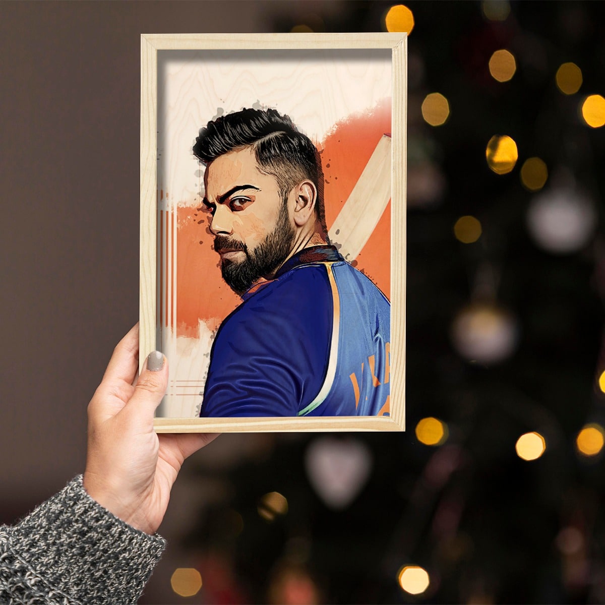 Virat Kohli Wood Print With Frame