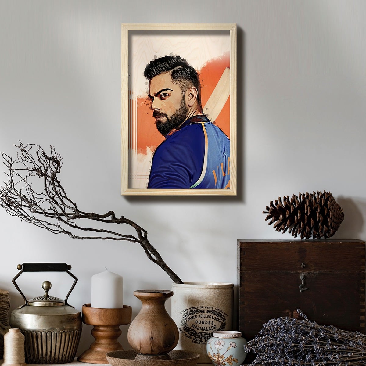 Virat Kohli Wood Print With Frame