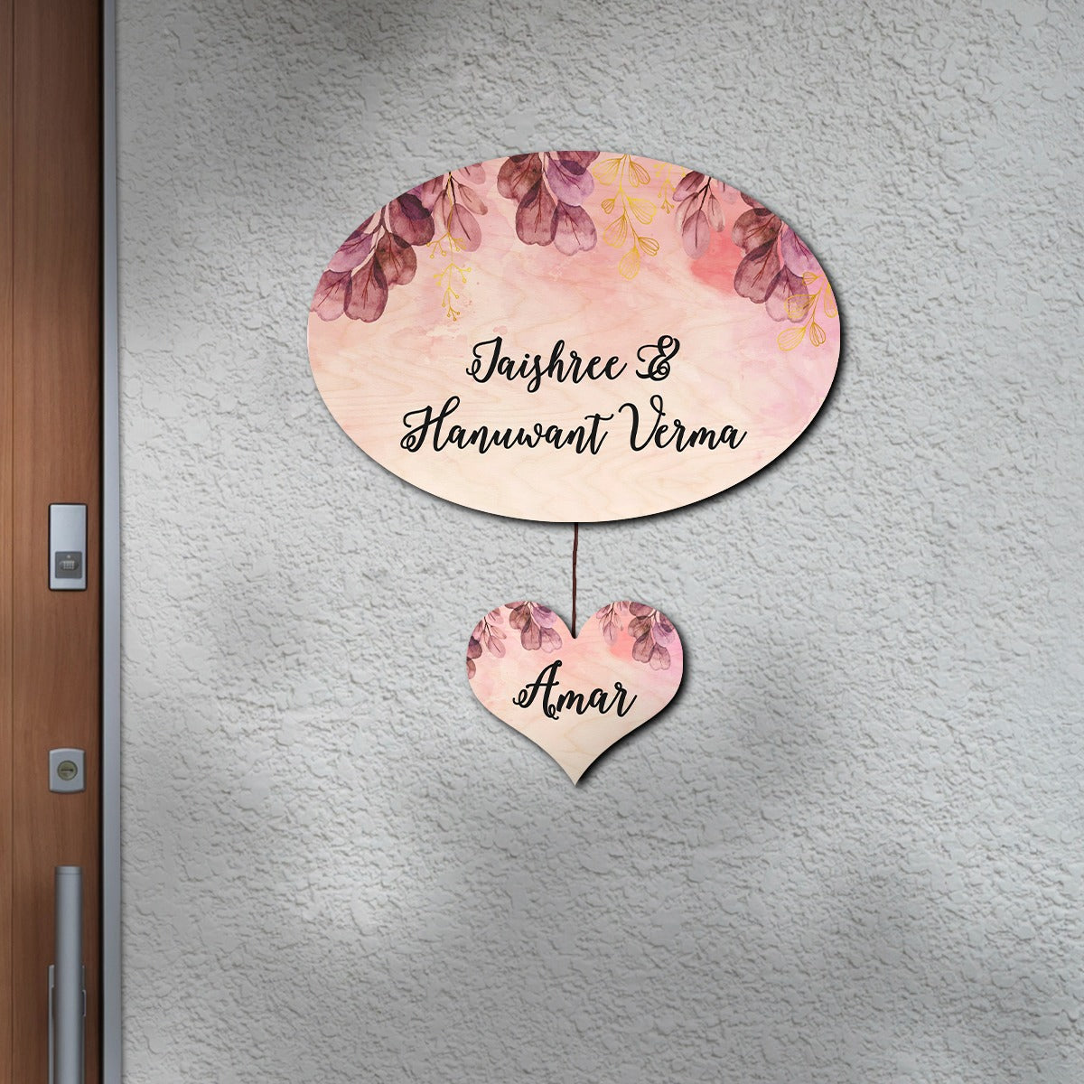 Watercolour Flower Pattern Big Oval Shape Name Plate