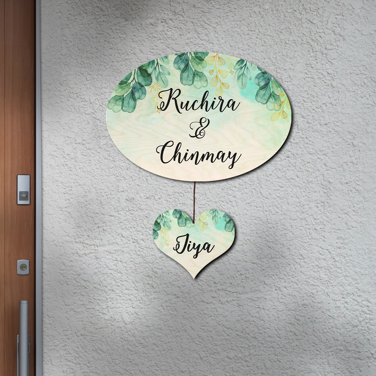 Watercolour Flower Pattern Big Oval Shape Name Plate