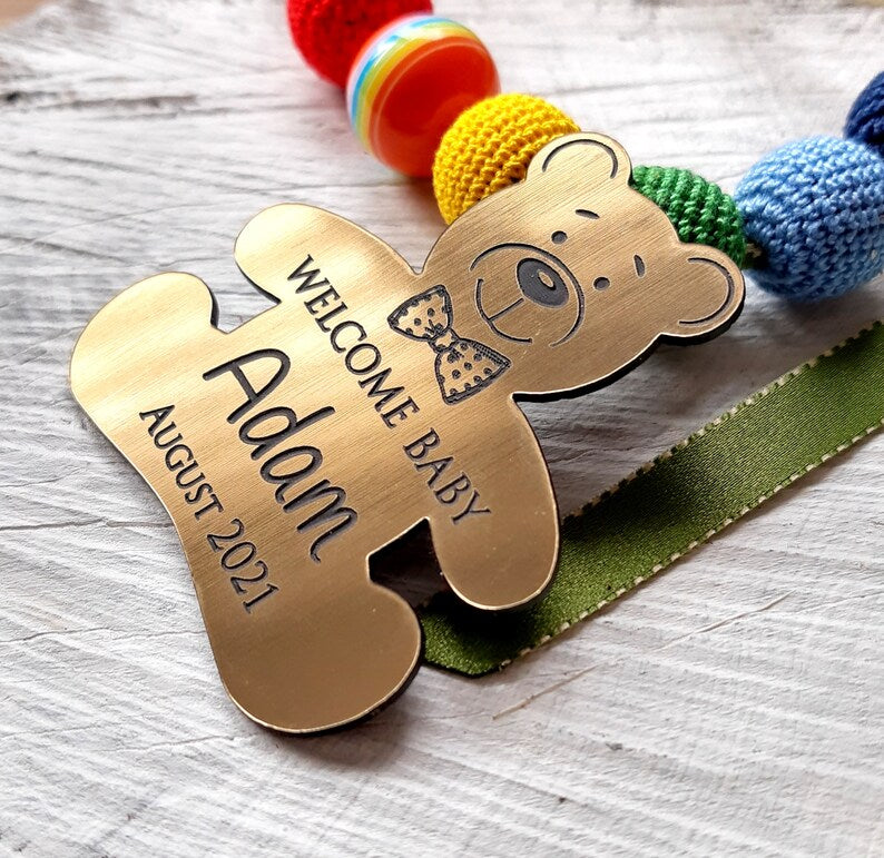 Teddy Bear Custom Acrylic Mirror Tags Acrylic Label Tag