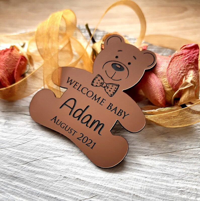 Teddy Bear Custom Acrylic Mirror Tags
