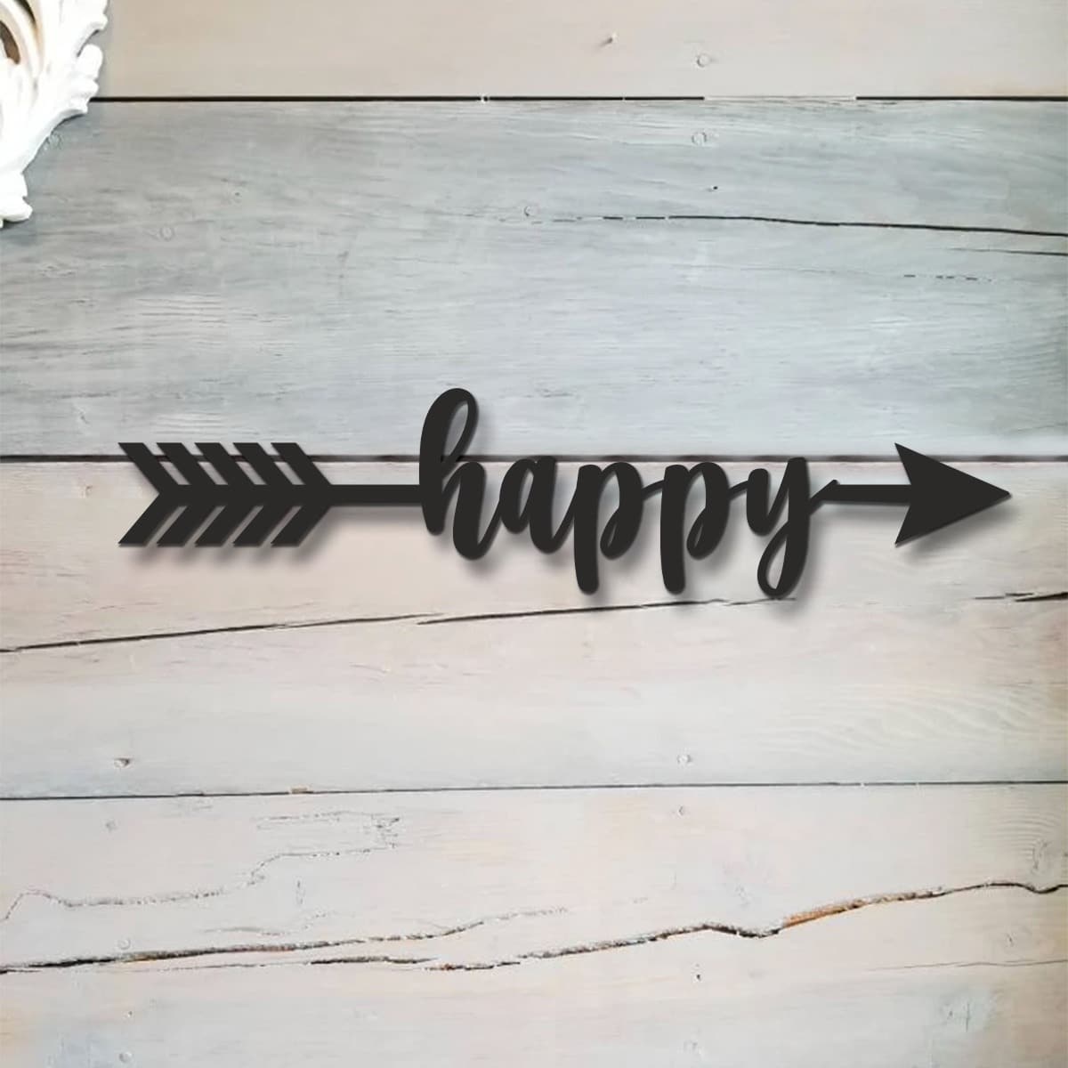Wooden Arrow Sign | Happy