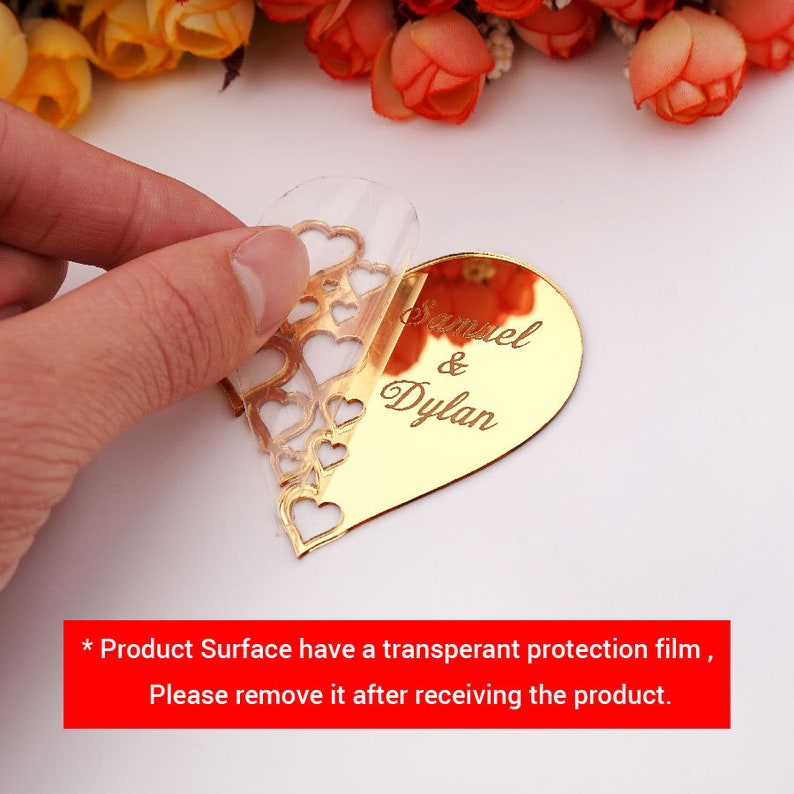 Personalized Mirror Heart Stickers