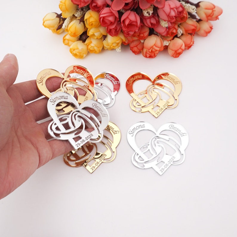 Personalized Mirror Heart with Wedding Ring
