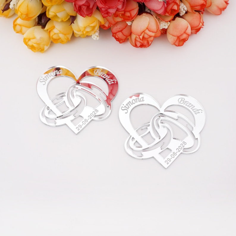 Personalized Mirror Heart with Wedding Ring