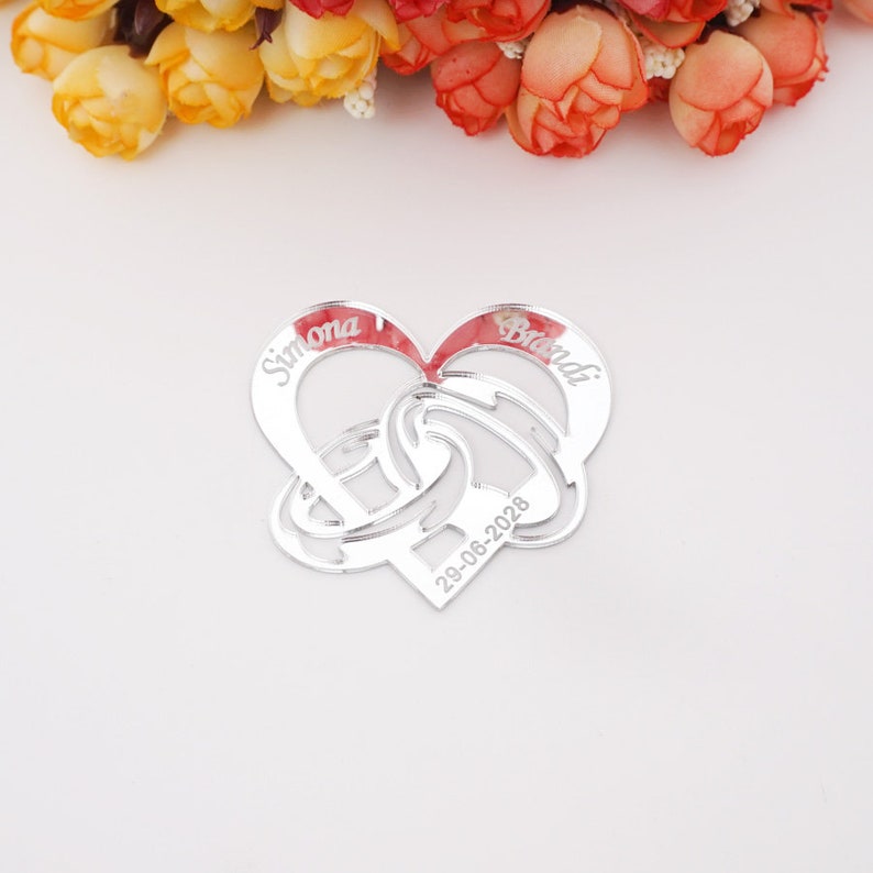 Personalized Mirror Heart with Wedding Ring