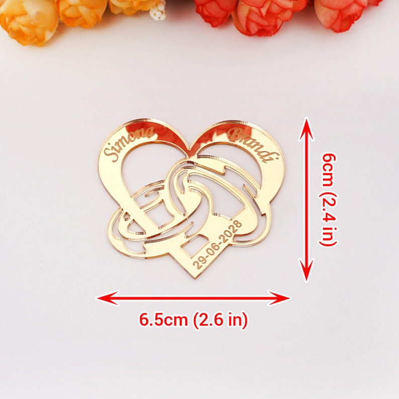 Personalized Mirror Heart with Wedding Ring