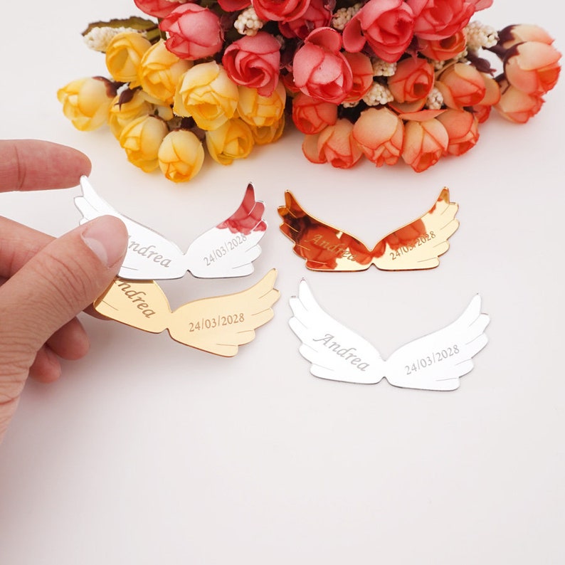 Custom Acrylic Mirror Angel Wings Stickers