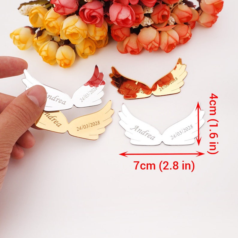 Custom Acrylic Mirror Angel Wings Stickers