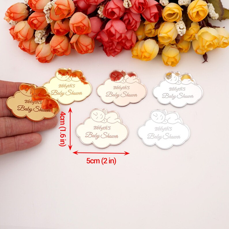 Personalized Acrylic Mirror Tags – Custom Baby Shower
