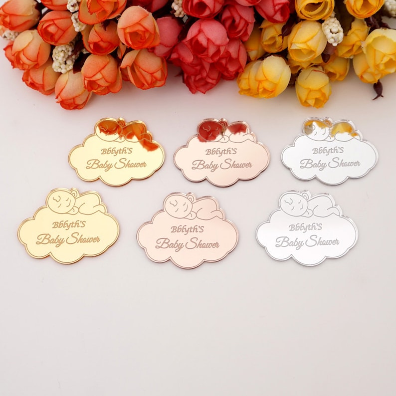 Personalized Acrylic Mirror Tags – Custom Baby Shower