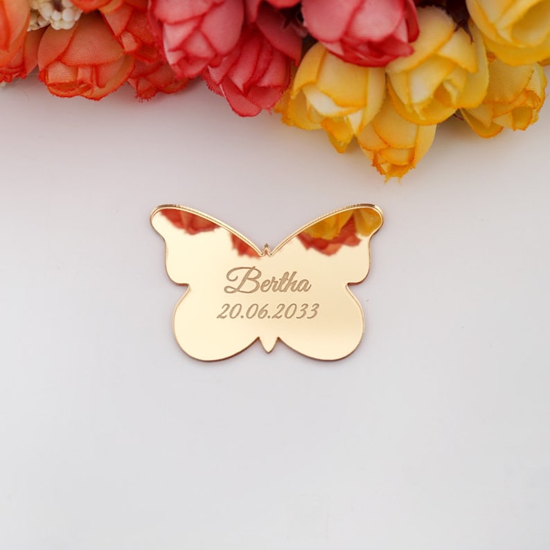Personalized Acrylic Mirror Butterfly Tags