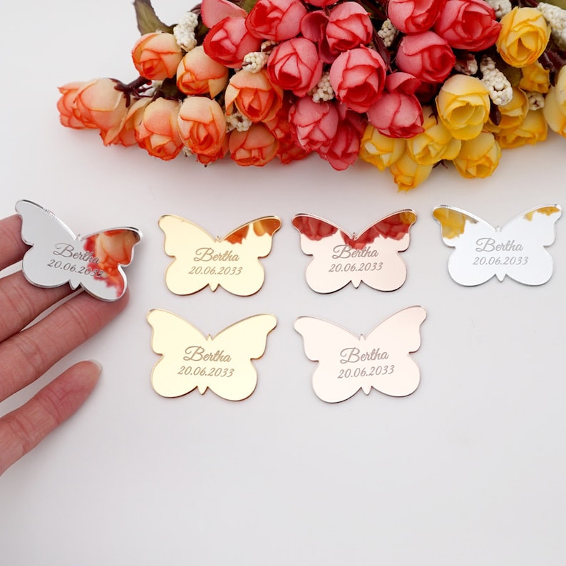 Personalized Acrylic Mirror Butterfly Tags