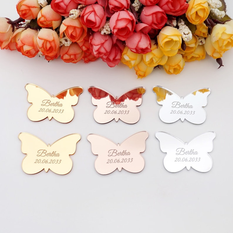 Personalized Acrylic Mirror Butterfly Tags