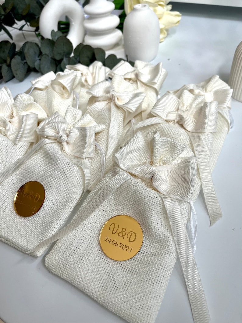 Personalized White Wedding Gift Bags