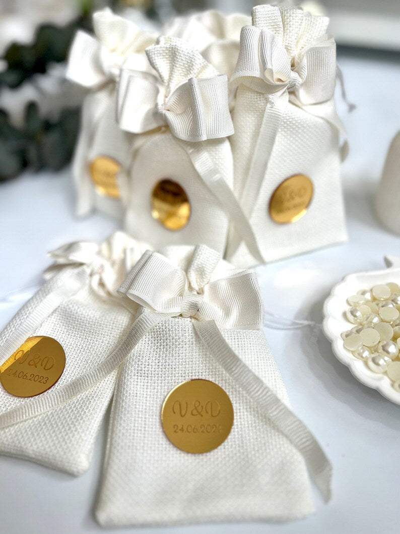 Personalized White Wedding Gift Bags