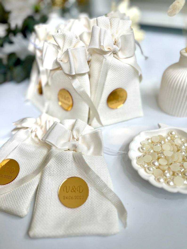 Personalized White Wedding Gift Bags