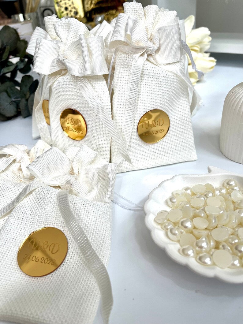 Personalized White Wedding Gift Bags